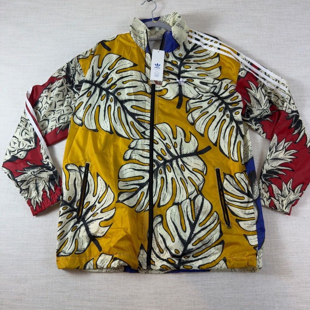 Adidas Originals x The FARM Company Tropical Monstera Windbreaker Jacket Yellow